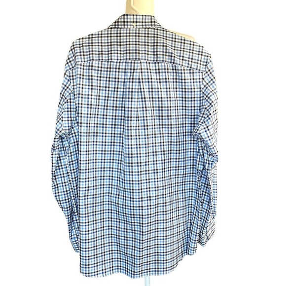 Duluth Trading Blue Plaid Button Down Trim Fit Shirt Cotton Mens L EUC - Picture 3 of 7